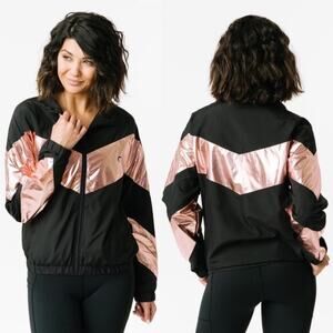 Ziya Women's Active Pink‎ Shine Block Seamless Jacket Windbreaker Size XL